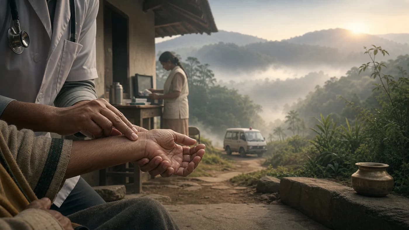 Editorial visualization of rural healthcare outreach in the Western Ghats
