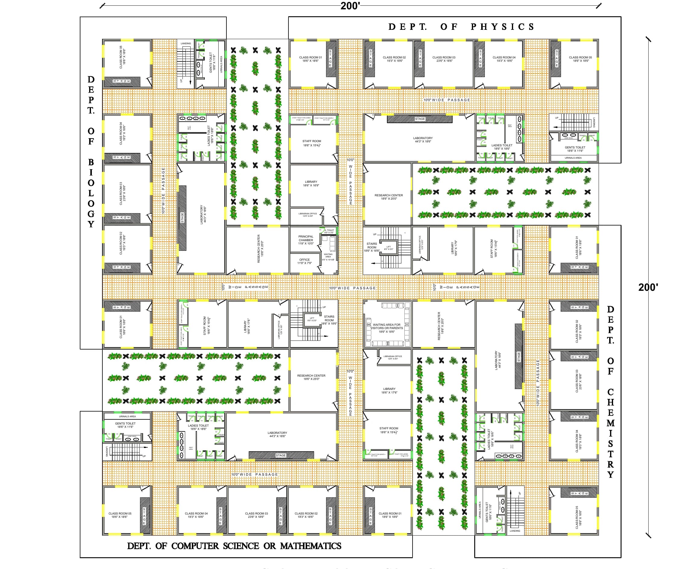 Architectural plan for the proposed PU College learning courtyard